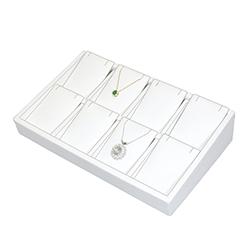 White Leatherette Stackable Jewelry Tray - 8 Pendants
