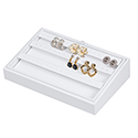 White Leatherette Stackable Jewelry Tray - 24 Pair Earrings