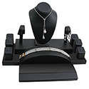 Display Set: Rings, Earrings, Necklace - Black Leatherette