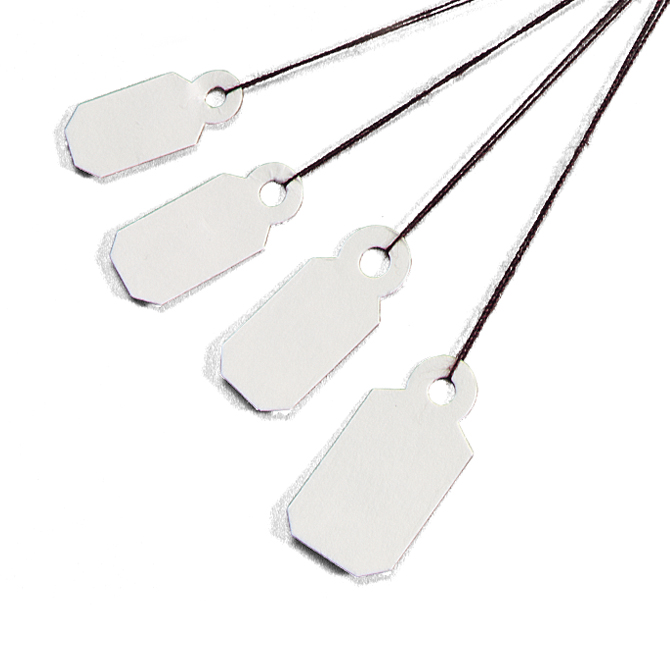 Silver Plastic String Tags for Pricing Jewelry