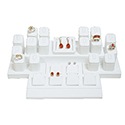 Display Set: 16 Ring, 7 Earring Pairs - White Leatherette