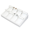 White Leatherette Stackable Jewelry Tray - 8 Pair Earrings